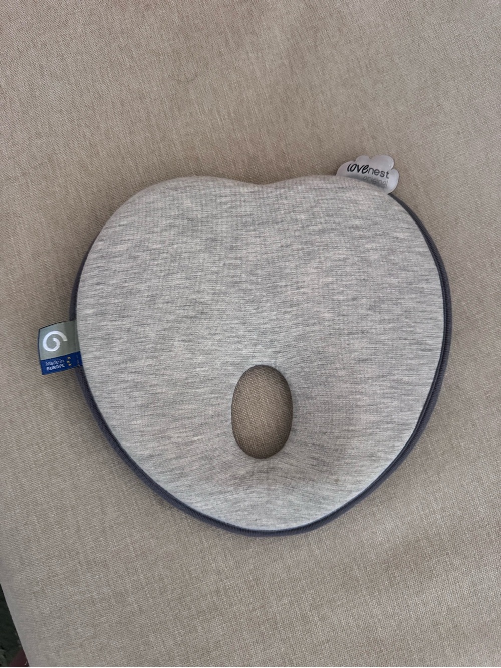 LoveNest Baby Head Shaping Pillow in Heather Gray